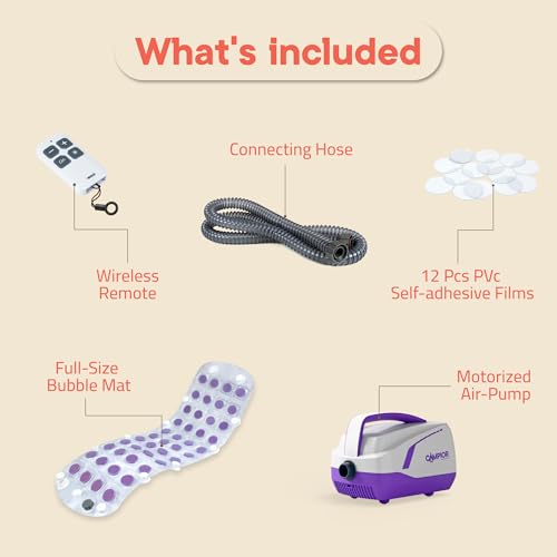 Bubble Bath Massager Mat for Bathtub, 47.24" x 14.57" Full-Body Heated Air Spa with 6-Level Adjustable Bubbles, Non-Slip Waterproof Design, Remote Control, for Stress, Muscle Relief & Relaxation, - color: Purple