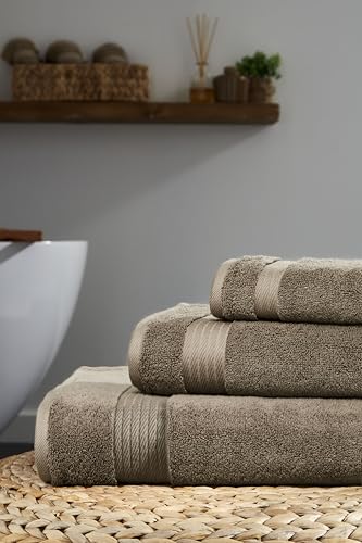 Ozdilek 6-Piece Bath Towel Set, 2 Bath, 2 Hand, 2 Wash, 100% Cotton Turkish Towels, 2 Bath Towels (30x60/550 GSM), 2 Hand Towels (16x30/575 GSM), 2 Washcloths (13x13/600 GSM) (Light Brown) - color: Light Brown