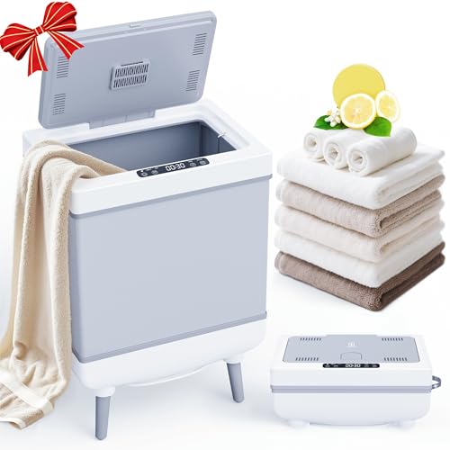 Labiim [Truly Upgrade Foldable] Luxury Towel Warmer, 35L Extra Large Towel Warmer Bucket Fits 4 Oversized 40"x70"Towels, Fast Heat Portable Blanket Heater for Bathroom Spa PJs &More, Pear White