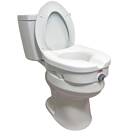 Carex E-Z Lock Raised Toilet Seat, Elongated Toilet Seat Riser, Adds 5 Inches of Height, 300 lbs Capacity, Elevating and Raising Seat for Elderly and Handicap, Universal, Slip-Resistant, White