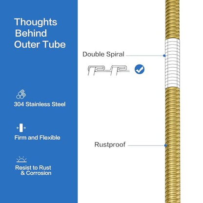 RUMOSE 79 inches Extra Long Shower Hose, Gold | Shower Head Extension Hose, Attachment Flexible Handheld Shower Sprayer Hose, Stainless Steel Shower Tube - color: Gold, size: 79"