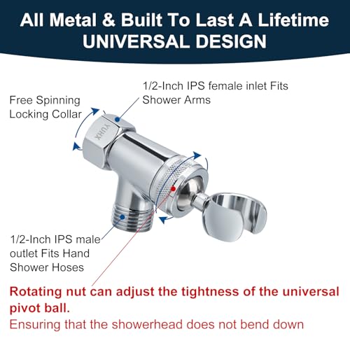 All Metal Shower Head with Handheld; Flexible Long Hose High Pressure Spray | 1 Setting Stainless Steel Shower-Head, Solid Hand Held Showerhead Sprayer Holder with Wide-Angle Adjustment, Premium Chrome - color: Premium Chrome
