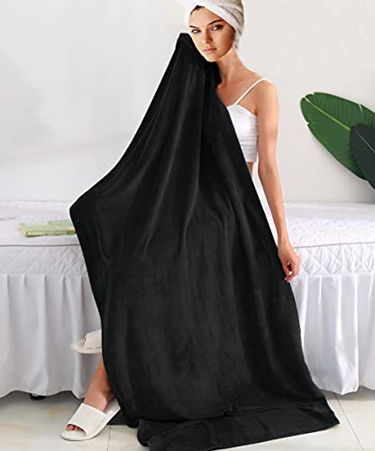 MYLSMPLE Luxury Microfiber Extra Large Bath Towel Beach Bath Sheet Fast Drying Towel Soft Absorbent Hotel Towel(36 Inch X 72 Inch, Black) - color: Black