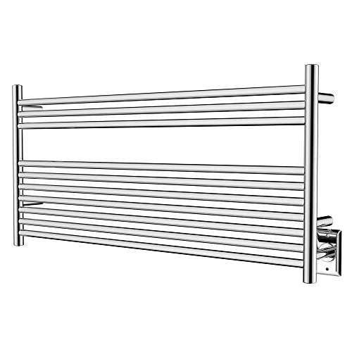 HEATGENE 10 Bar Towel Warmer Heated Towel Rack, Dual Install, Mirror Polish | 304 Stainless Steel 10-Bar Heated Towel Rack With Plug-In Or Hardwired Installation And Mirror Polish Finish - color: Mirror Polish, size: H 20 × W 42