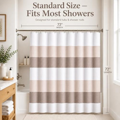 Dainty Home Waffle Weave Waterproof Shower Curtains for Bathroom Clearance, Natural Taupe 70" x 72", Clearance Shower Curtains, Bath Curtains, Shower Curtain Waterproof Fabric - color: Natural Taupe