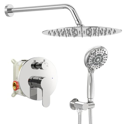 SR SUN RISE Shower Faucet - 12 Inch Multifunctional High Pressure Shower Head System with Handheld Shower Head Fixtures - Valve Included - Polished Chrome - color: Polished Chrome, size: 12 Inch
