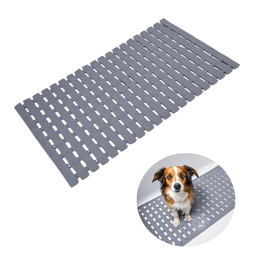 Bathtub Shower Mat, Pet Dog Bathing Non-Slip Mat, Dog Bath mat for tub, Quick Drain Bathtub Mat with Suction Cups & Drain Holes for Bathroom, 27.1x15.7 Inch - color: Grey