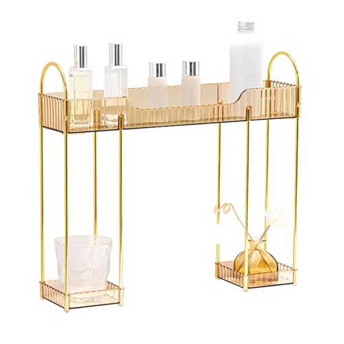 YCIA&DONE Bathroom Countertop Organizer Over The Faucet, Narrow Counter Organizers Above Sink, Table Mounted Faucet Sink Shelf for Kitchen, Toilet, Laundry(Amber Gold) - color: Amber Gold