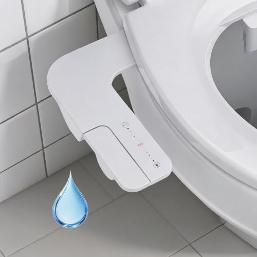 Bidet Attachment for Toilet, Non-Electric Dual Nozzle Bidet Sprayer with Adjustable Water Pressure, Cold Water Toilet Seat Attachment for Feminine and Personal Hygiene - color: White Handle