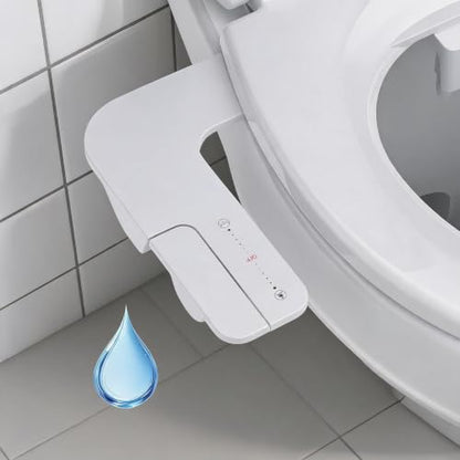 Bidet Attachment for Toilet, Non-Electric Dual Nozzle Bidet Sprayer with Adjustable Water Pressure, Cold Water Toilet Seat Attachment for Feminine and Personal Hygiene - color: White Handle