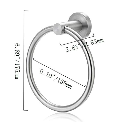 Bahroom Towel Ring Stainless Steel SUS 304,Circle Hand Towel Holder,Matte Round Towel Holder Wall Mount Towel Rack Silver - color: Towel Holder