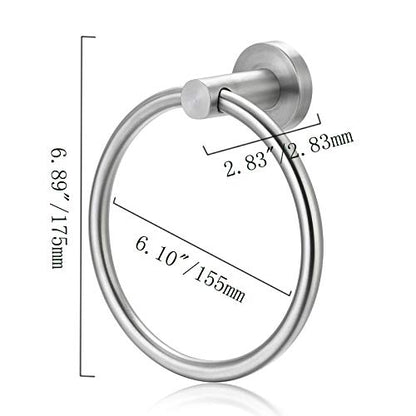 Bahroom Towel Ring Stainless Steel SUS 304,Circle Hand Towel Holder,Matte Round Towel Holder Wall Mount Towel Rack Silver - color: Towel Holder