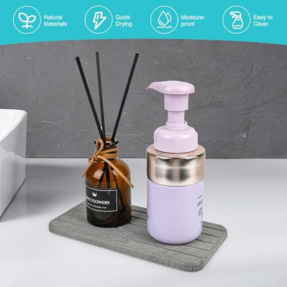 4PCS Stone Drying Tray Mat,Diatomaceous Earth Coasters,Essentials Accessories for Decor Bathroom & Kitchen Counter& Desk,Instant Water Absorbing Stone Used for Hand Soaps,Bar Coaster, Faucet