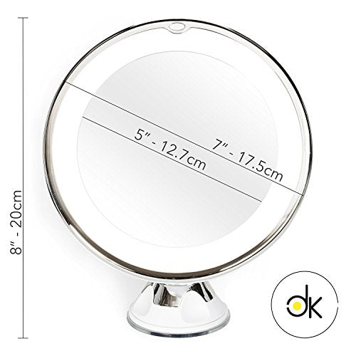 Dayaki Travel Lighted Magnifying Makeup Mirror - 10x Magnification, Tabletop Mount, 38.48 Square Inches