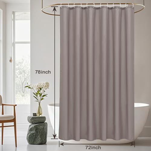 AooHome Extra Long Shower Curtain 72x78 Inch, Fabric Shower Curtain Liner for Hotel with Hooks, Weigthed Hem, Water Repellent, Chocolate - color: Chocolate, size: 72"W x 78"L (Pack of 1)