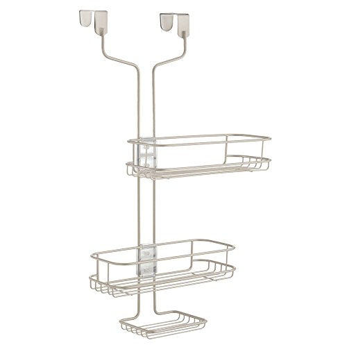 iDesign Linea Adjustable Over-the-Door Hanging Shower Organizer, 21.2" x 10.4" x 6.5", Satin - color: Satin