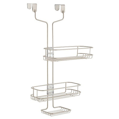 iDesign Linea Adjustable Over-the-Door Hanging Shower Organizer, 21.2" x 10.4" x 6.5", Satin - color: Satin