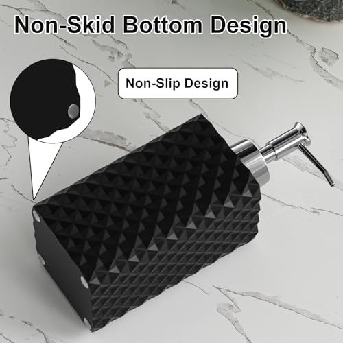 Bathroom Accessories Set Resin 6PCS, Square Toothbrush Holders Set Complete with Soap Dispenser, Vanity Tray, Tumbler, Cups and Cotton Swab Jars (Black Diamond, Resin Bath 6 PCS) - color: Black Diamond