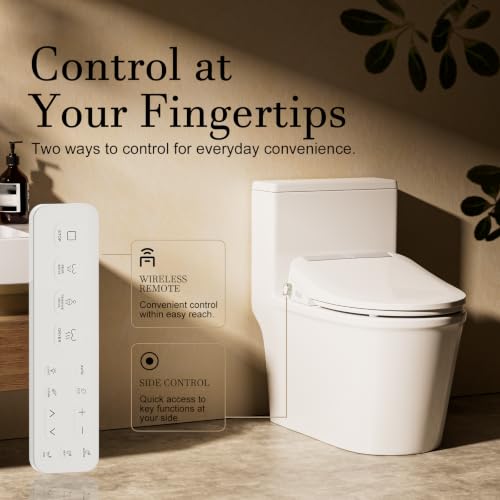 Bidet Toilet Seat Elongated, Heated Electric Bidet Foam Shield | Warm Water Wash & Warm Air Dryer, LED Display Screen, Self-Cleaning Nozzle, Soft Close Lid, Night Light, Remote & Heated Seat - style: Display – Premier