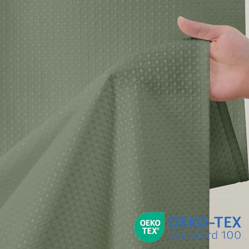 Waterproof Waffle Shower Curtain, 260GSM Heavy Duty Fabric with 12 Stainless Steel Hooks, Luxury Hotel Spa Style for Bathroom, Machine Washable, 72 x 72, Green - color: Waffle-sage Green