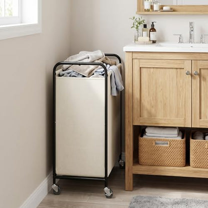 GRANNY SAYS Laundry Hamper, Large Cart with Wheels and Handles, Beige, 110L - color: Beige, size: 110L