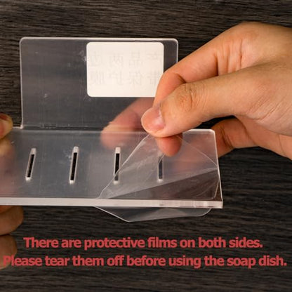 Self Adhesive Soap Dish Wall Mounted, 4 Slot Acrylic Soap Saver, Sponge Soap Holder for Shower Wall, Bathroom, Kitchen (Clear) - color: Clear 1pack