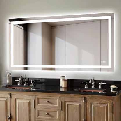 Hivone 72"X32" LED Bathroom Mirror with Lights, Anti-Fog, Dimmable, Backlit + Front Lit, Smart Bathroom Vanity Mirror, Memory Function, Shatterproof, Tempered Glass (Horizontal/Vertical) - size: 72"L x 32"W