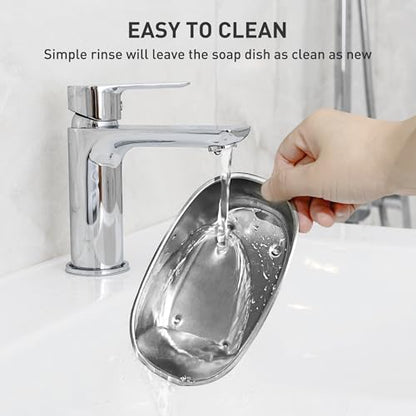 Metal Soap Dish, Large Double-Layer Draining Tray for Bathroom Sink | Stainless Steel Bar Soap Holder for Shower, Kitchen Sink Counter, Container for Sponges, Steel wool, Scrub brushes, Anti-Rust - color: Small Round Hole