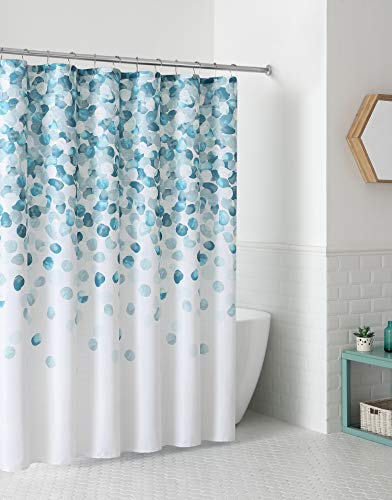 Serafina Home Mineral Blue Teal Modern Fabric Shower Curtain for Bathroom: Cascading Water Splash Pattern of Turquoise, Aqua, and White - color: Blue, Teal, Turquoise, Aqua, Grey, White