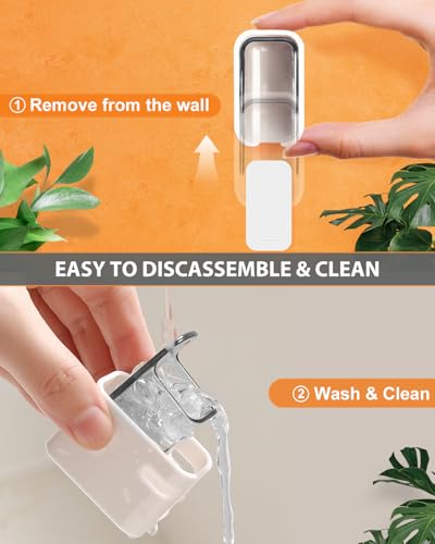 4 Pack Adhesive Wall Mount Toothbrush Holder - Waterproof Bathroom & Shower Organizer, No Drill Stick On Hanger for Manual/Electric Toothbrushes, Space Saving Storage Solution (2)