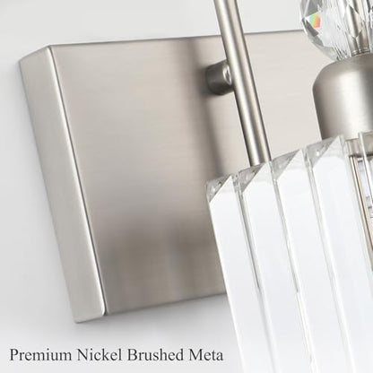 Ralbay Crystal Brushed Nickel Vanity Light for Bathroom 4-Light Modern Bathroom Light Fixtures - color: Square-Brushed Nickel, size: 4-light