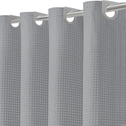 Inhousolu No Hook Shower Curtain with Removable Snap-in Liner, Waffle Weave 230 GSM Polyester, Weighted Hem, Water Repellent Washable, 72 x 72 Inch, Gray - color: Grey, size: 72"W x 72"L (Pack of 1)