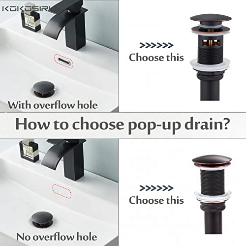 KOKOSIRI Pop Up Sink Drain with Strainer Basket, Oil Rubbed Bronze Bathroom Sink Drain with Detachable Hair Catcher Anti Clogging for Vanity Vessel Sink Without Overflow, C1002ORB - color: Oil Rubbed Bronze