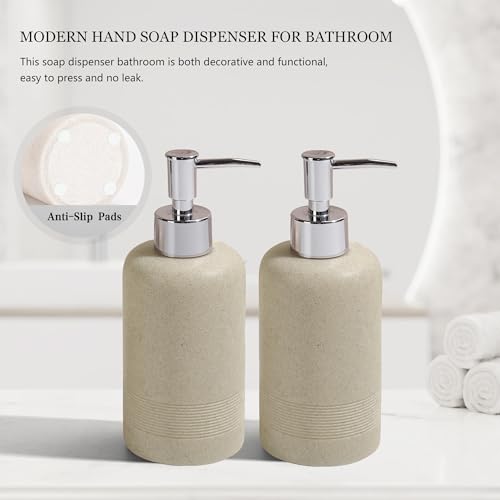 2pcs/Set Hand Soap Dispenser Sets - 10.8oz Refillable Resin Liquid Soap Dispensers with Rust-Proof Pump for Bathroom Countertop or Kitchen, Beige - color: Beige