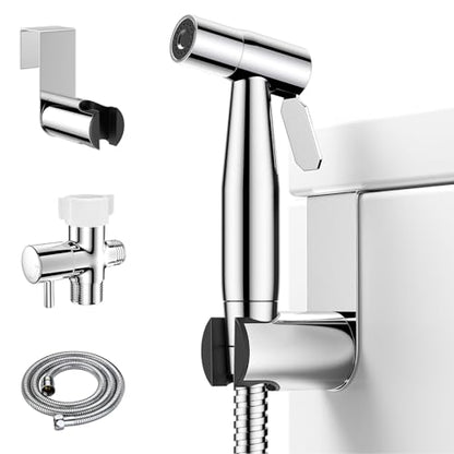 Arofa Handheld Bidet Sprayer, Bidet Attachment for Toilet, Chrome | Adjustabel Water Pressure, Leak-Free Hose, Fits Two-Piece Toilets, Feminine/Baby/Pet Wash, Cloth Diaper Rinse, Easy Install - color: Chrome, size: 1 Pack