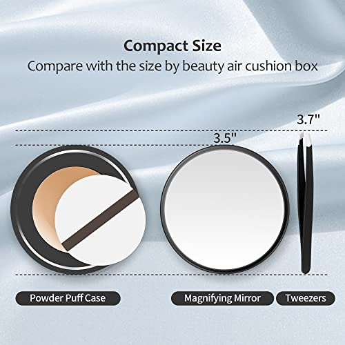MIYADIVA 30X Magnifying Mirror, Small Travel Mirror with Suction Cup and Tweezers, 3.5 Inches - color: Black-30x