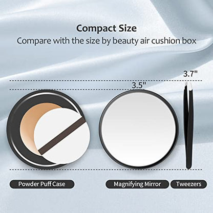 MIYADIVA 30X Magnifying Mirror, Small Travel Mirror with Suction Cup and Tweezers, 3.5 Inches - color: Black-30x