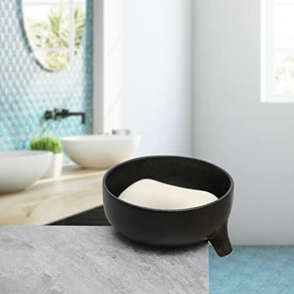 Self Draining Soap Dish, Ceramic Soap Dish with Drain for Bathroom Shower, Kitchen Sponge Holder Dish Sponge Holder for Kitchen Sink Ceramic Soap Holder Case Tray…