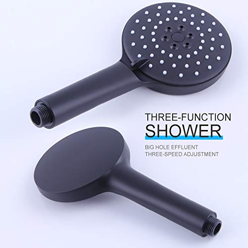Shower Slide Bar with three Function Massaging Hand Shower Head Adjustable SUS 304 Stainless Steel Black D500011B - color: Black