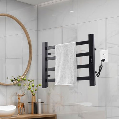 Towel Warmer Heated Towel Bar-Rack - Nopwer Bathroom Wall Mounted Electric Towel Drying Plug-in Matte Black 4 Bars - color: 4 Bars