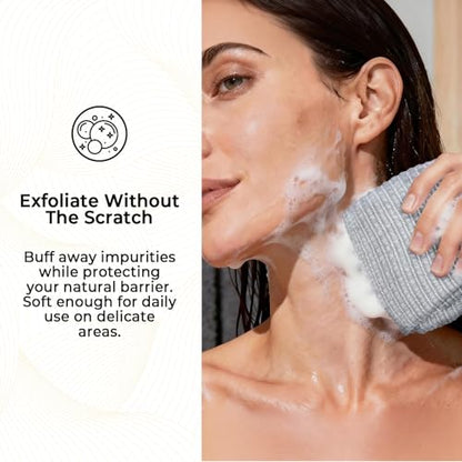 3D Wave Weave Japanese Exfoliating Washcloth, Intense Exfoliating Back Scrubber for Shower, Extra-Rough Body Scrub Towel, Korean Style, Volcano (Extra-Hard) - color: Gray