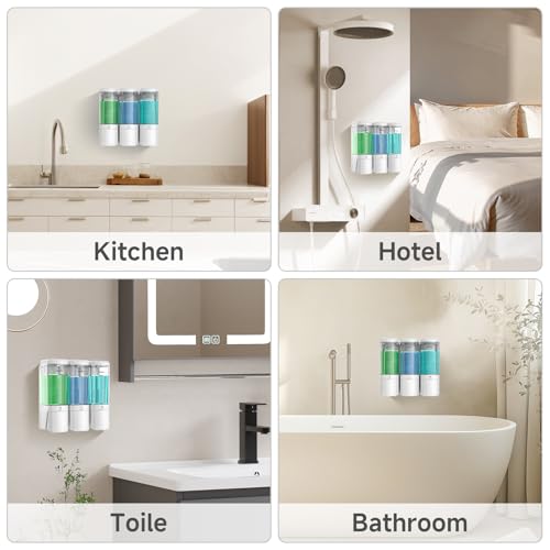 Shampoo and Conditioner Dispenser,GlintGath Shower Dispenser 3 Chamber No Drill Shampoo Dispenser for Shower Wall Mounted Shower Soap Dispenser for Bathroom Hotel,Large Capacity 3 * 500ML,White1 - color: Clear White 3 Chamber