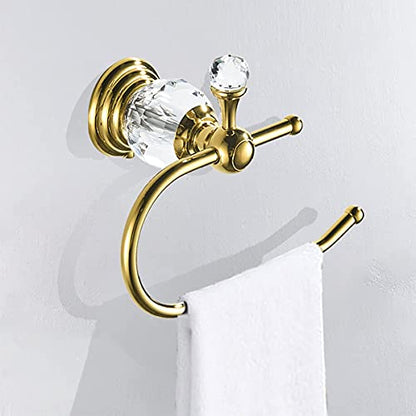WOLIBEER Crystal Towel Ring, Gold Toilet Paper Holder Hand Towel Holder Towel Hook Tissue Roll Paper Holder Wall Mounted Towel Hanger 2 Pieces Sets - color: Gold