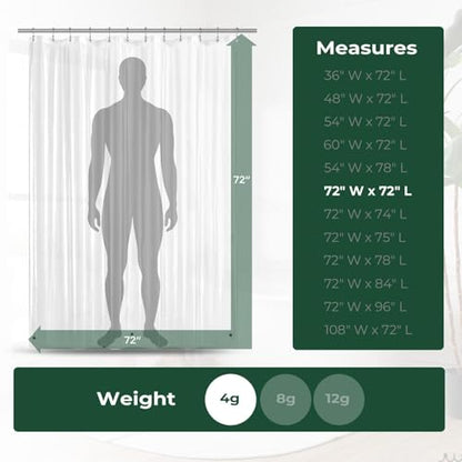 Clear Shower Curtain Liner with Side Suction Cups, Premium PEVA Plastic Shower Liner with 3 Magnets, Waterproof Bathroom Curtain, 72 x 72, Clear - color: 1. Clear, size: 72"W x 72"L (Pack of 1)