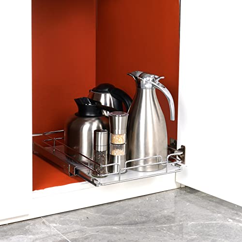 VEVOR 12.5"Wx16.5"Dx3.5"H Pull Out Cabinet Organizer, Heavy Duty Slide Out Pantry Shelves, Chrome-Plated Steel Roll Out Drawers Storage, for Home, Under Sink, 14"Wx17.5"Dx7"H Install Size for Cabinet - size: 12.5"Wx16.5"D