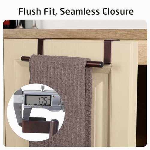 KES Over The Cabinet Towel Holder Fit 1" Thick, Kitchen Towel Holder, Brown | Anti-Wobble, Scratchproof, for Dish Hand Towels, Over The Door Towel Bar with Extended Hooks, 2 Pack, KTH500S26-OB-P2 - color: Brown