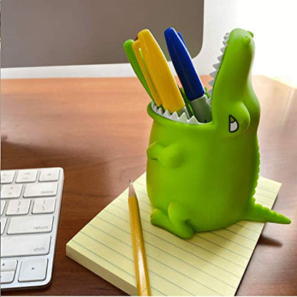 Kids Toothbrush Holder Toothbrush Organizer – Durable Silicone Animal Tooth Brush Holder – Easy to Clean Toothbrush and Toothpaste Holder – Toothbrush Holders for Bathrooms by Lily’s Home (Crocodile) - color: Crocodile