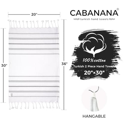 cabanana Hand Towels for Bathroom - 2-Pack,20x30 Inch-100% Cotton,Turkish Bathroom Hand Towels,Super Absorbent & Quick-Dry Soft for Bath, Kitchen, Spa, Face, Hair, Dishcloth (White) - color: White 20x30