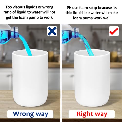 Soap Foaming Dispenser Ceramic with Easy-to-Press Pump Hand Foam Dispenser for Shampoo Bathroom Countertop 13.5 oz - color: Foam-white