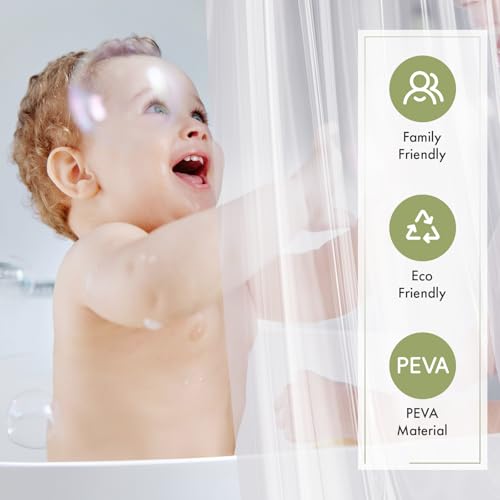 Clear Shower Curtain Liner, 60x72 Plastic Shower Liner PEVA Medium Weight Inside Shower Curtain for Bathroom with Rustproof Grommets - color: Clear, size: 60"W x 72"L (Pack of 1)